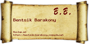 Bentsik Barakony névjegykártya